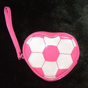 Gymboree NEW Pink White Glitter Soccer Coin Purse